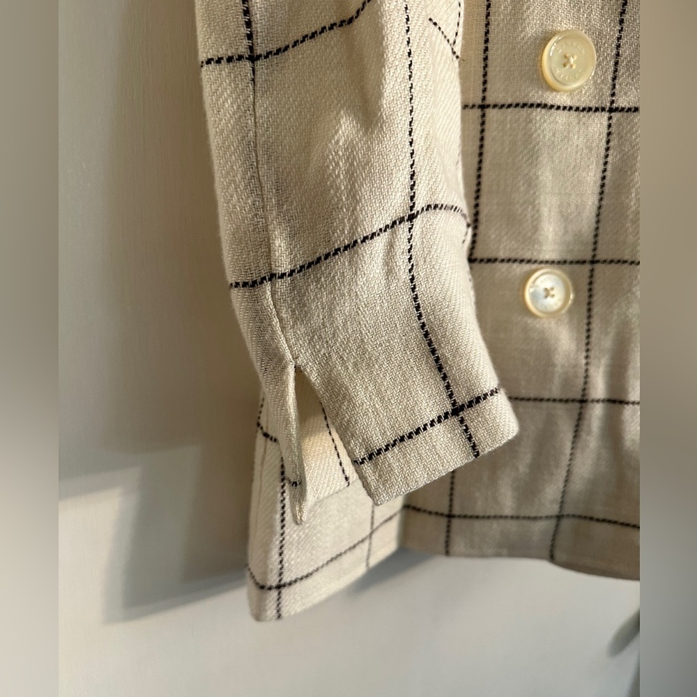 Ralph Lauren Cream Checkered Pea Coat - Picture 4 of 5